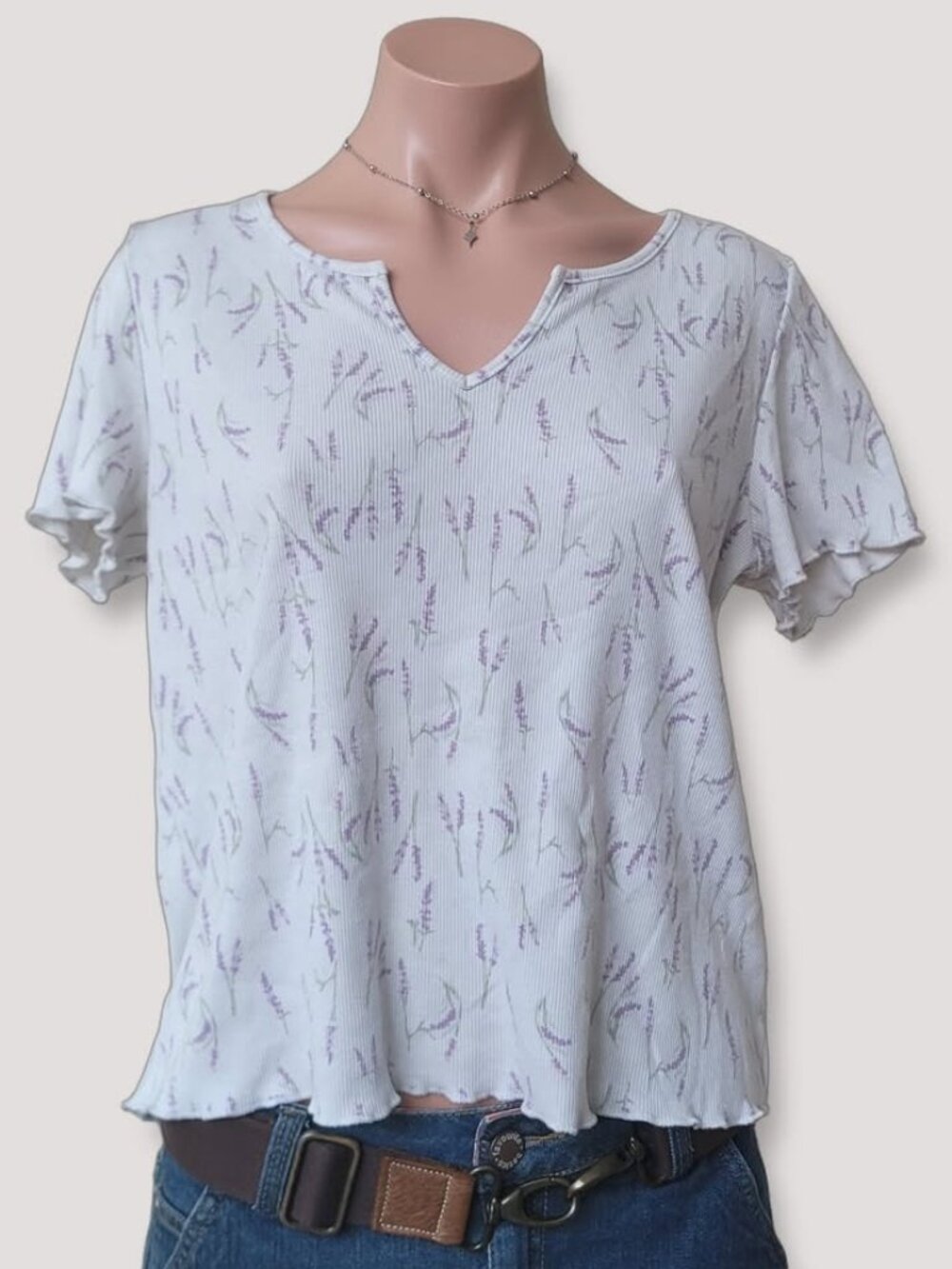 La Vie En Rose Lavender Short Sleeve Frill Shirt Slick S